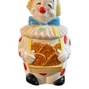 Clown Cookie Jar with Red Polka Dots